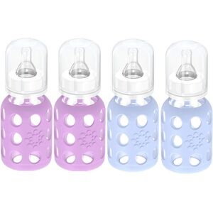 Lifefactory Glass Baby Bottles with Silicone Protection 4-Pack, 4 oz Each Bottle